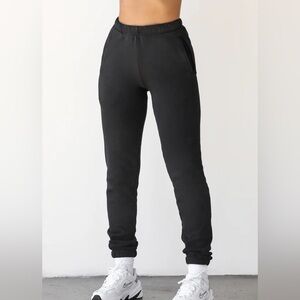 NWT Joan Brown Empire Terry Black Jogger Sweatpants XS/S cotton
